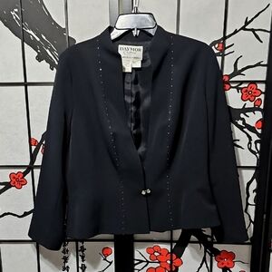 Daymor Couture C. Mercedes Ferreira Black Embellished Blazer Jacket Size 14